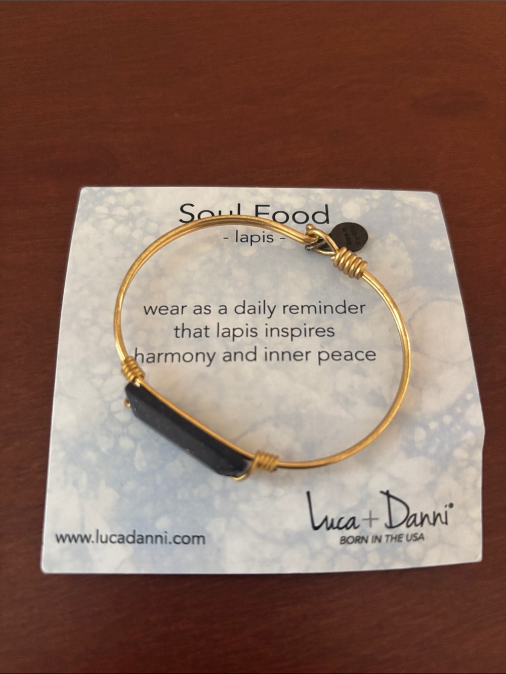 Luca + Danni Gold Bangle with Dark Lapis Stone